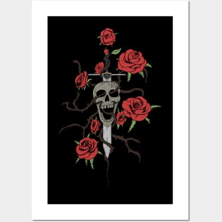 Skull and Roses Posters and Art